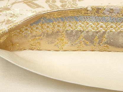 平和屋本店▼六通柄袋帯　唐織　等麻絵巻文　九百　本金箔　正絹　逸品　CABL1566tx