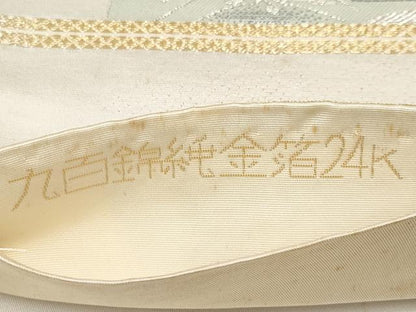 平和屋本店▼六通柄袋帯　唐織　御所車群鶴花丸文　九百錦純金箔24K　正絹　逸品　CABL1568tx