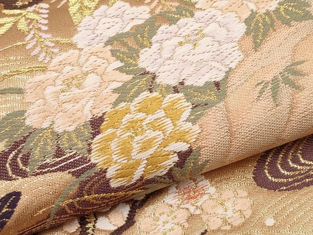 平和屋本店▼六通柄袋帯　唐織　鴛鴦流水枝花文　本金箔　正絹　逸品　CABL1577tx