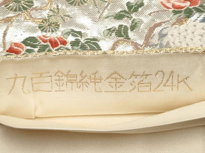 平和屋本店▼六通柄袋帯　唐織　色紙重ね花車文　九百錦純金箔24K　正絹　逸品　CABL1579tx