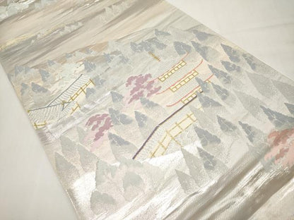 平和屋本店▼六通柄袋帯　高山寺　本金二重箔　正絹　逸品　CABL1581tx