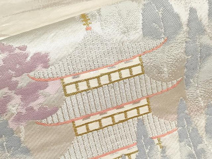 平和屋本店▼六通柄袋帯　高山寺　本金二重箔　正絹　逸品　CABL1581tx