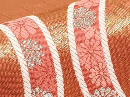 平和屋本店▼六通柄袋帯　立涌純金箔　正絹　逸品　CABL1583tx