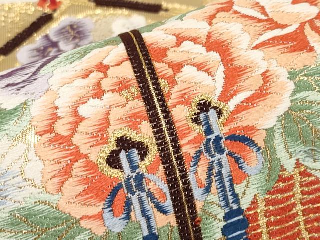 平和屋本店▼六通柄袋帯　唐織　鳳凰花車文　本金箔九百錦　正絹　逸品　CABL1586tx