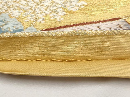 平和屋本店▼六通柄袋帯　唐織　色紙錦絵文　本金二重箔　正絹　逸品　未使用　CABL1589tx