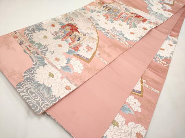 平和屋本店▼六通柄袋帯　唐織　吉祥緞子　本金箔　正絹　逸品　CABL1593tx