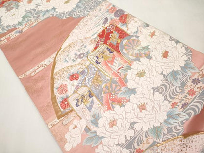 平和屋本店▼六通柄袋帯　唐織　吉祥緞子　本金箔　正絹　逸品　CABL1593tx