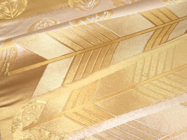 平和屋本店▼六通柄袋帯　矢羽根花文　本金箔　正絹　逸品　CABL1594tx