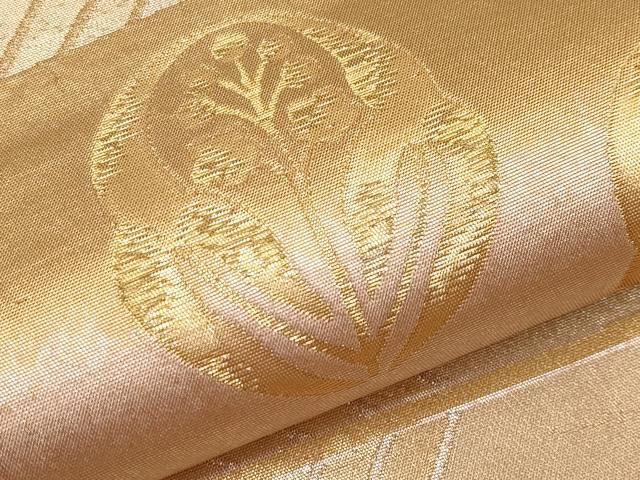 平和屋本店▼六通柄袋帯　矢羽根花文　本金箔　正絹　逸品　CABL1594tx