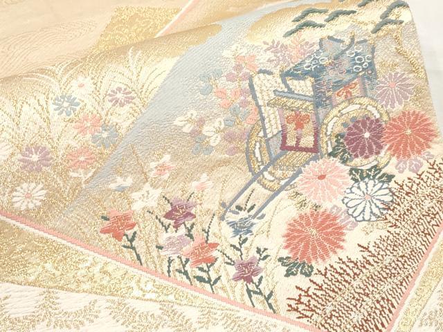 平和屋本店▼六通柄袋帯　唐織　色紙錦絵文　本金二重箔　正絹　逸品　CABL1596tx