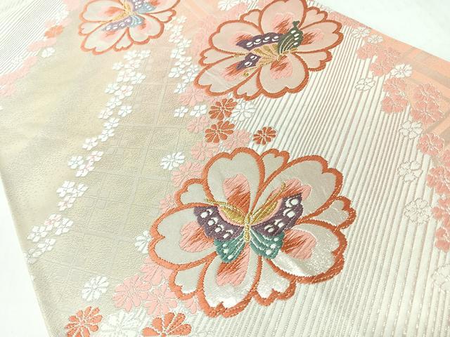 平和屋着物◎六通柄袋帯　唐織　花蝶文　金銀糸　正絹　逸品　CABL1607nb