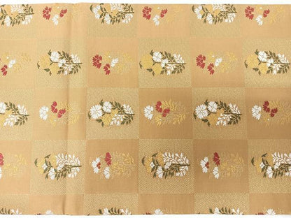平和屋着物◎九寸開き名古屋帯　唐織　草花文　金糸　正絹　逸品　未使用　CABL1608nb