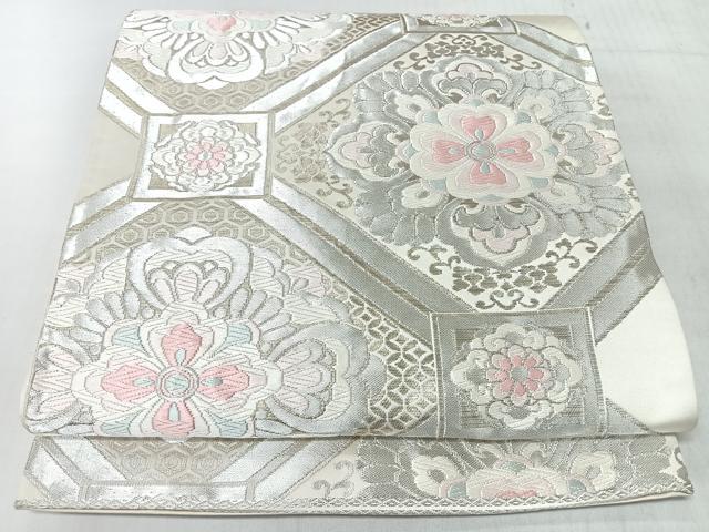 平和屋着物◎西陣　服部織物謹製　六通柄袋帯　唐織　白鳥緞子　蜀江花唐草文　金銀糸　正絹　逸品　CABL1611nb