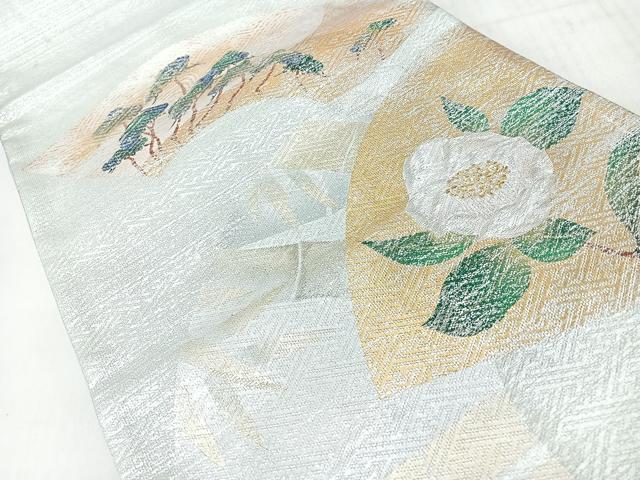 平和屋着物◎太鼓柄袋帯　地紙草花文　金銀彩　正絹　逸品　CABL1617nb