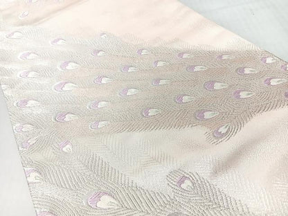 平和屋着物◎六通柄袋帯　孔雀羽文　銀糸　正絹　逸品　CABL1619nb