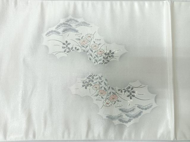 平和屋着物◎太鼓柄袋帯　人物風景文　銀糸　正絹　逸品　CABL1621nb