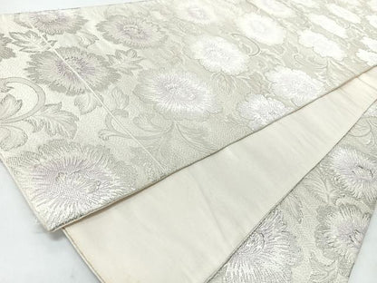 平和屋着物◎六通柄袋帯　唐織　花唐草文　銀糸　正絹　逸品　CABL1622nb
