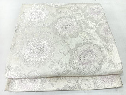 平和屋着物◎六通柄袋帯　唐織　花唐草文　銀糸　正絹　逸品　CABL1622nb