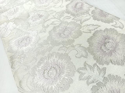 平和屋着物◎六通柄袋帯　唐織　花唐草文　銀糸　正絹　逸品　CABL1622nb