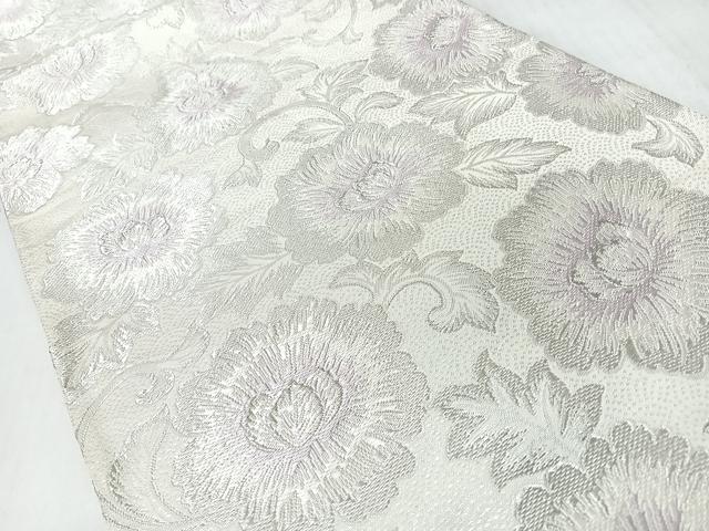 平和屋着物◎六通柄袋帯　唐織　花唐草文　銀糸　正絹　逸品　CABL1622nb