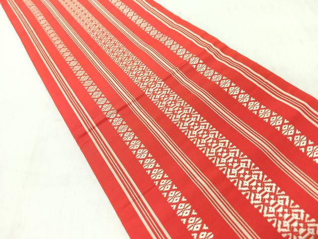 平和屋着物◎本場筑前博多織　両面　半幅帯　献上　正絹　逸品　未使用　CABL1624nb