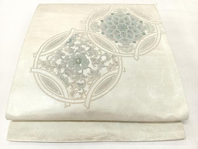 平和屋着物◎中国三大刺繍　総相良刺繍　太鼓柄袋帯　花唐草丸文　正絹　逸品　CABL1629nb