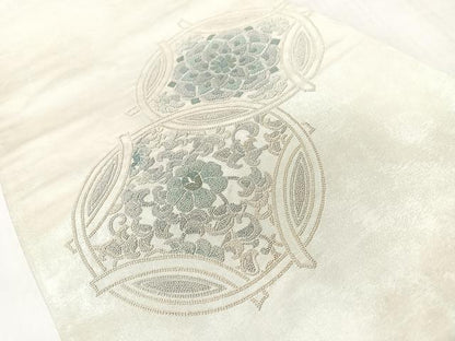平和屋着物◎中国三大刺繍　総相良刺繍　太鼓柄袋帯　花唐草丸文　正絹　逸品　CABL1629nb