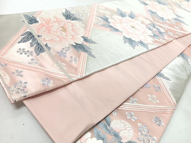 平和屋着物◎六通柄袋帯　唐織　牡丹　金銀糸　正絹　逸品　CABL1631nb