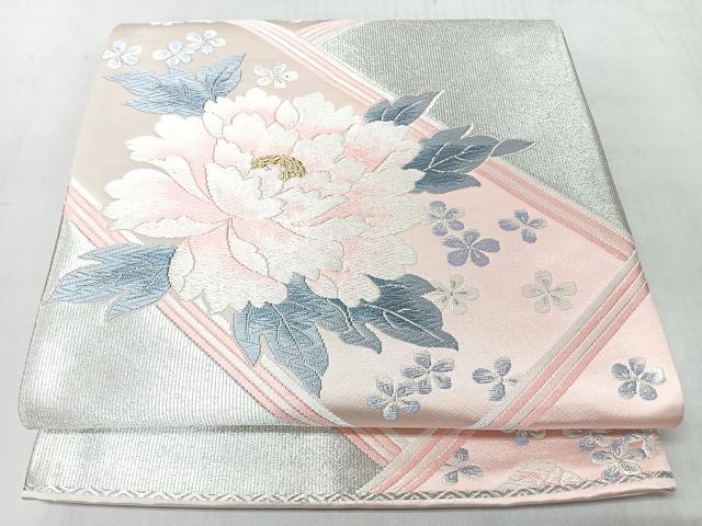 平和屋着物◎六通柄袋帯　唐織　牡丹　金銀糸　正絹　逸品　CABL1631nb