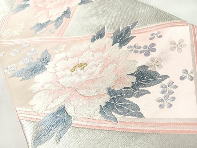 平和屋着物◎六通柄袋帯　唐織　牡丹　金銀糸　正絹　逸品　CABL1631nb