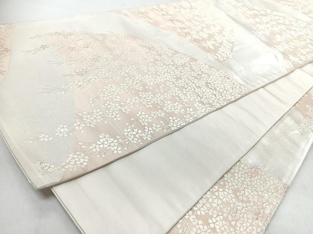 平和屋着物◎六通柄袋帯　唐織　舞桜　銀糸　正絹　逸品　CABL1633nb