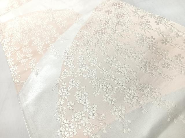 平和屋着物◎六通柄袋帯　唐織　舞桜　銀糸　正絹　逸品　CABL1633nb