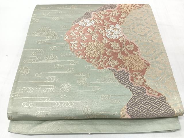 平和屋着物◎六通柄袋帯　道長花唐草文　金銀糸　正絹　逸品　未使用　CABL1634nb