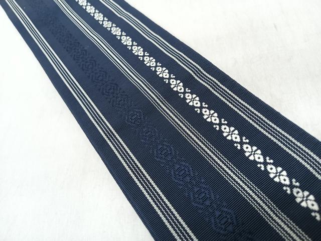平和屋着物◎男性　本場筑前博多織　角帯　献上　正絹　逸品　未使用　CABL1637nb