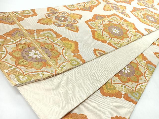 平和屋着物◎六通柄袋帯　正倉院花文　金糸　正絹　逸品　CABL1641nb
