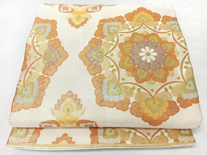 平和屋着物◎六通柄袋帯　正倉院花文　金糸　正絹　逸品　CABL1641nb