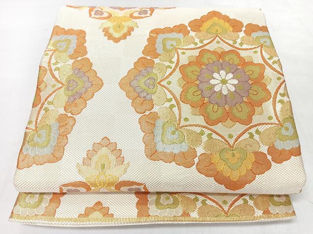 平和屋着物◎六通柄袋帯　正倉院花文　金糸　正絹　逸品　CABL1641nb