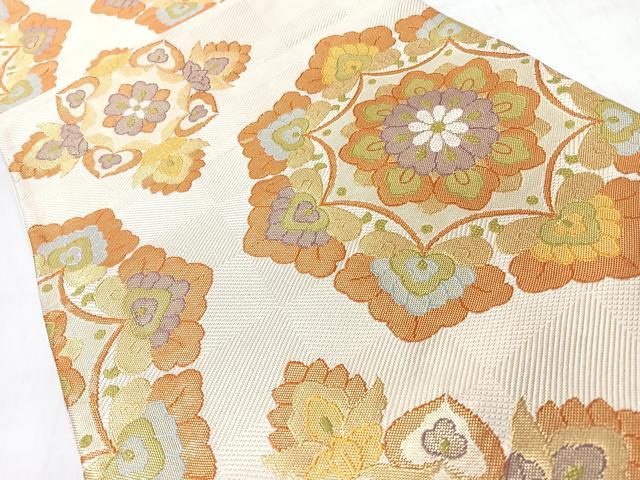 平和屋着物◎六通柄袋帯　正倉院花文　金糸　正絹　逸品　CABL1641nb