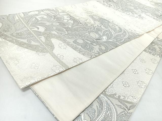 平和屋着物◎六通柄袋帯　唐織　更紗花唐草文　銀糸　正絹　逸品　CABL1644nb