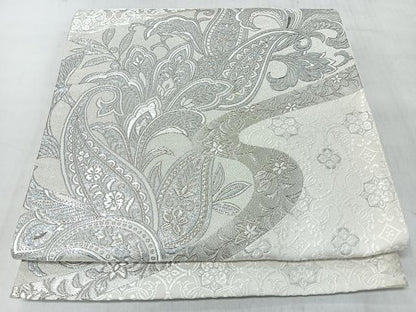平和屋着物◎六通柄袋帯　唐織　更紗花唐草文　銀糸　正絹　逸品　CABL1644nb