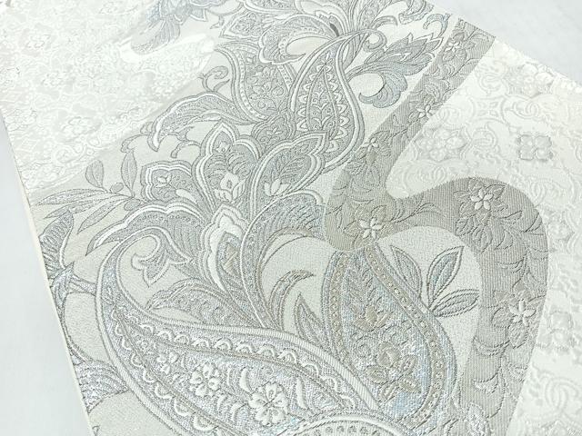 平和屋着物◎六通柄袋帯　唐織　更紗花唐草文　銀糸　正絹　逸品　CABL1644nb