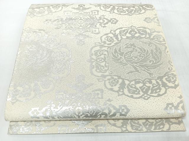 平和屋着物◎六通柄　本袋帯　花鳥文　純箔引　銀糸　正絹　逸品　CABL1646nb