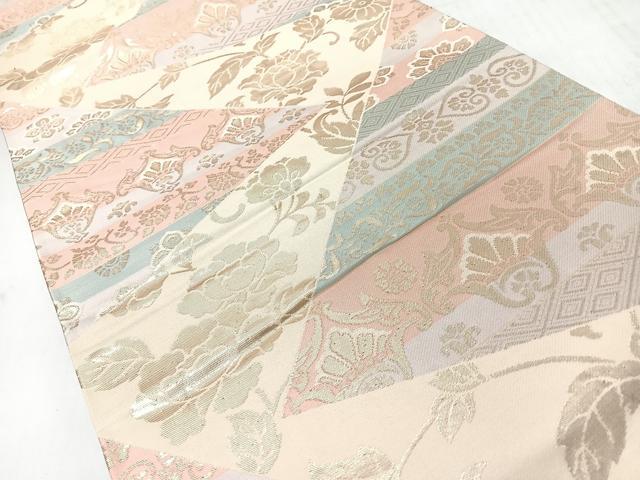 平和屋着物◎六通柄袋帯　更紗花唐草文　金糸　正絹　逸品　CABL1647nb