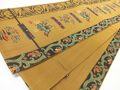 平和屋着物◎六通柄袋帯　花鳥文　正絹　逸品　CABL1651nb