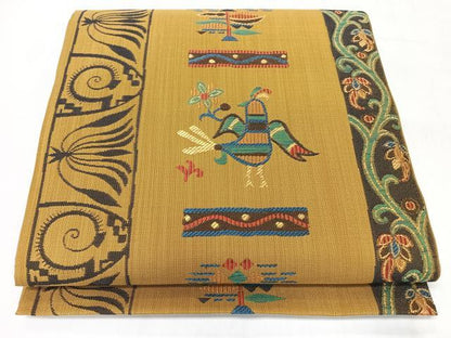 平和屋着物◎六通柄袋帯　花鳥文　正絹　逸品　CABL1651nb