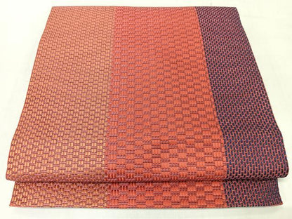 平和屋着物◎本場筑前博多織　八寸名古屋帯　幾何学文　正絹　逸品　CABL1652nb