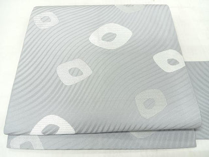 平和屋着物◎九寸名古屋帯　幾何学文　正絹　逸品　CABL1653nb