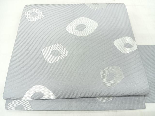 平和屋着物◎九寸名古屋帯　幾何学文　正絹　逸品　CABL1653nb
