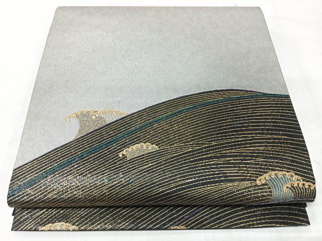 平和屋着物◎西陣　まいづる謹製　太鼓柄袋帯　山波文　金銀糸　正絹　逸品　未使用　CABL1656nb
