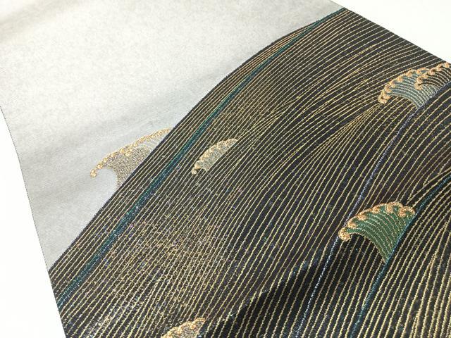 平和屋着物◎西陣　まいづる謹製　太鼓柄袋帯　山波文　金銀糸　正絹　逸品　未使用　CABL1656nb